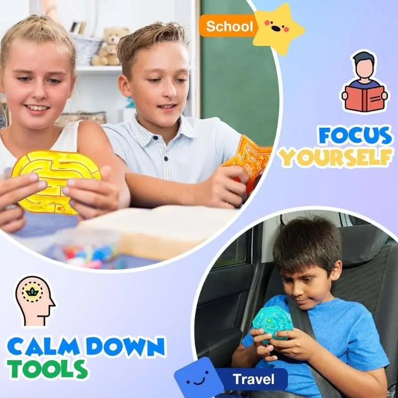 8 pezzi Sensory Scheeze Toy Toy Kids Management Stress Management Walking Bead Maze Learning Toy L8RB