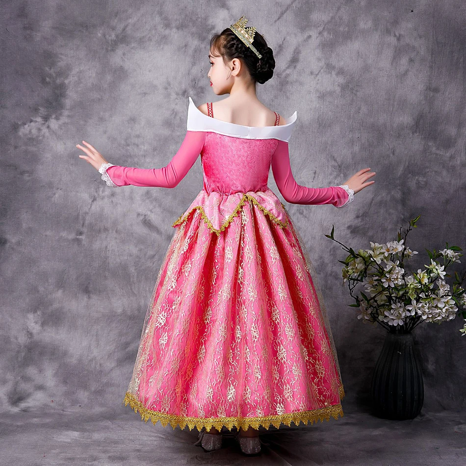 Princess Girls Aurora Dress Sleeping Beauty Cosplay Costume for Kids Birthday Vestidos Halloween Carnival Party Children Clothes