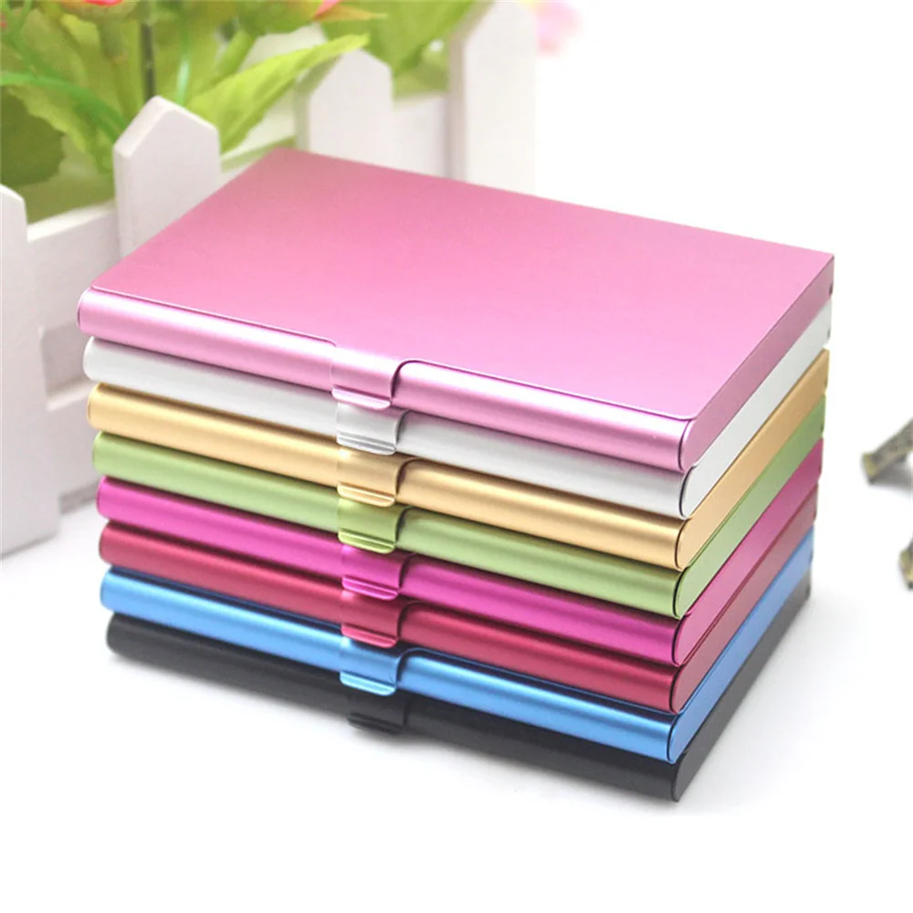1/2PCS Aluminum Alloy Business Card Holder Case Solid Color Card Package Women Men Office Card Organizers Holder Card Box