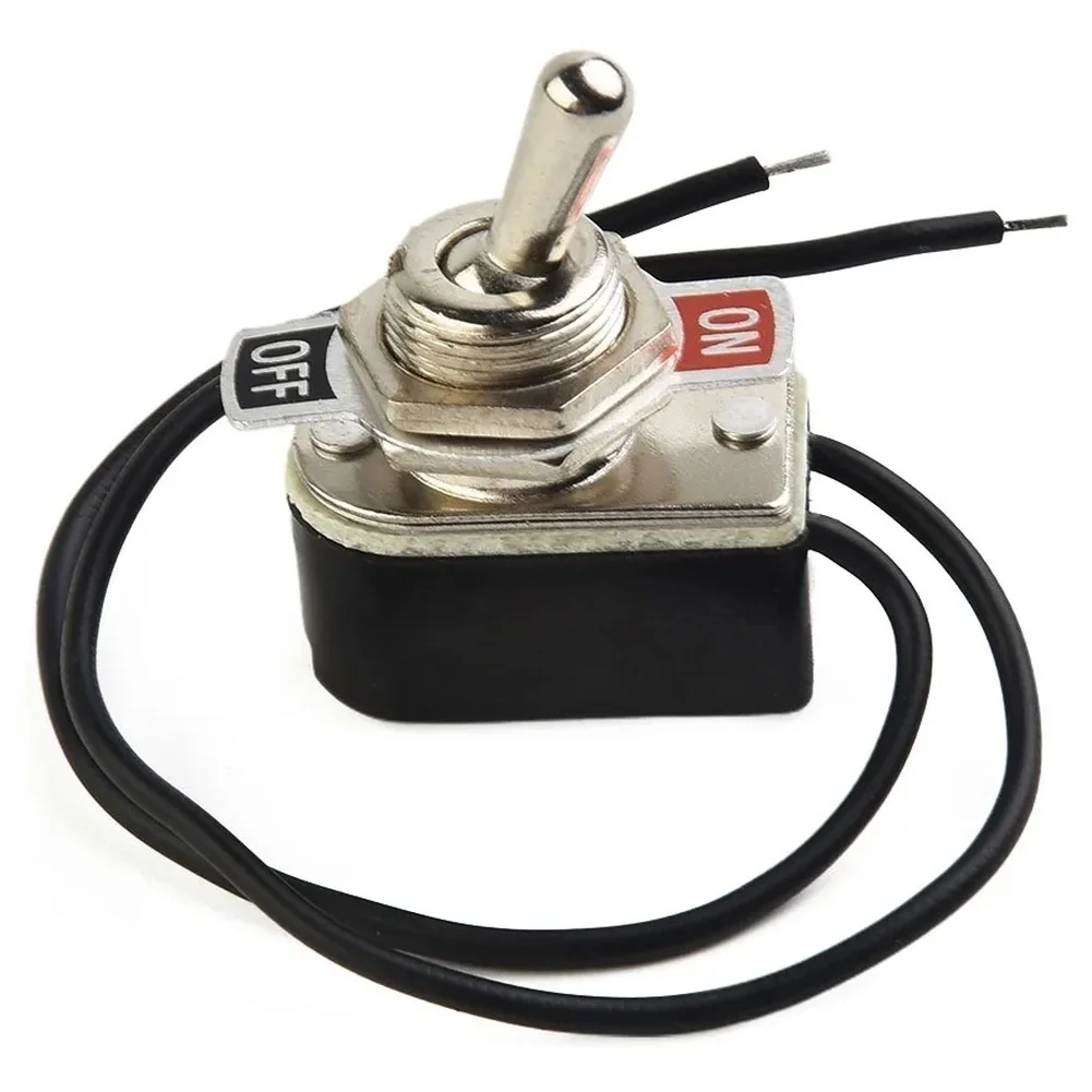 2026 New Tool SPST 6A Toggle Switch Rocker SPST Contacts Switch Toggle with Wire Switch 12mm Cutout 1PCS 6A/125V Black+Silver
