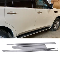 4PCS ABS Chrome Door Body Molding Fit For Nissan PATROL Y62 V8 2010 2011 2012--2016 2017 2018 Accessories Side Strips Trim Cover