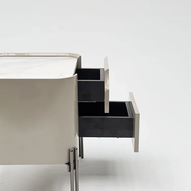 

Rock slab high-legged lacquered bedside locker Italian minimalist designer master bedroom