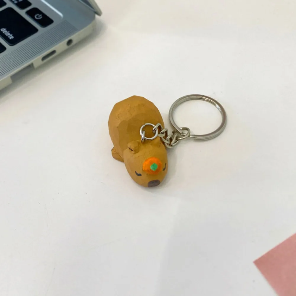 Porte-clés Capybara Carimplantés pour Enfant, Figurine d'Ornement, Animaux, Petits Jouets Artisanaux, Modèle de Simulation