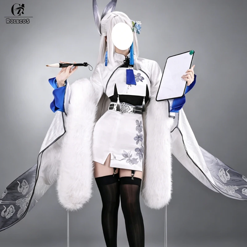 ROLECOS Game Nikke Goddess of Victory Snow Crane Cosplay Costume  Women Full Set White Dress Halloween Carnival RolePlay Uniform view 2