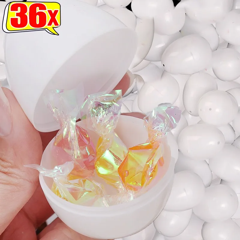 36/12Pcs Kunststoff Weiße Eier Aufblasbare Gefälschte Ei Kreative Ostern Geschenk Box kinder Spielzeug DIY Hochzeit Geburtstag party Dekoration