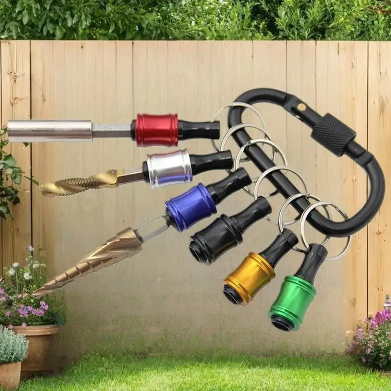 Jeu de têtes de tournevis à poignée hexagonale 1/4, jeu de tiges de Conversion de douille à changement rapide avec un porte-clés coloré 6 pièces