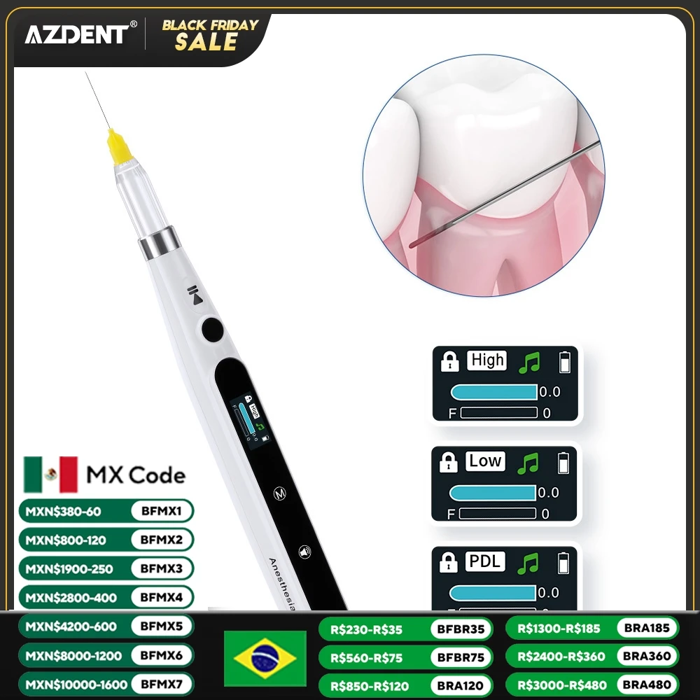 AZDENT Dental Painless Oral Anesthesia Injector Local Anesthesia Device With Operable LCD Display Chargeable Dentist Tools