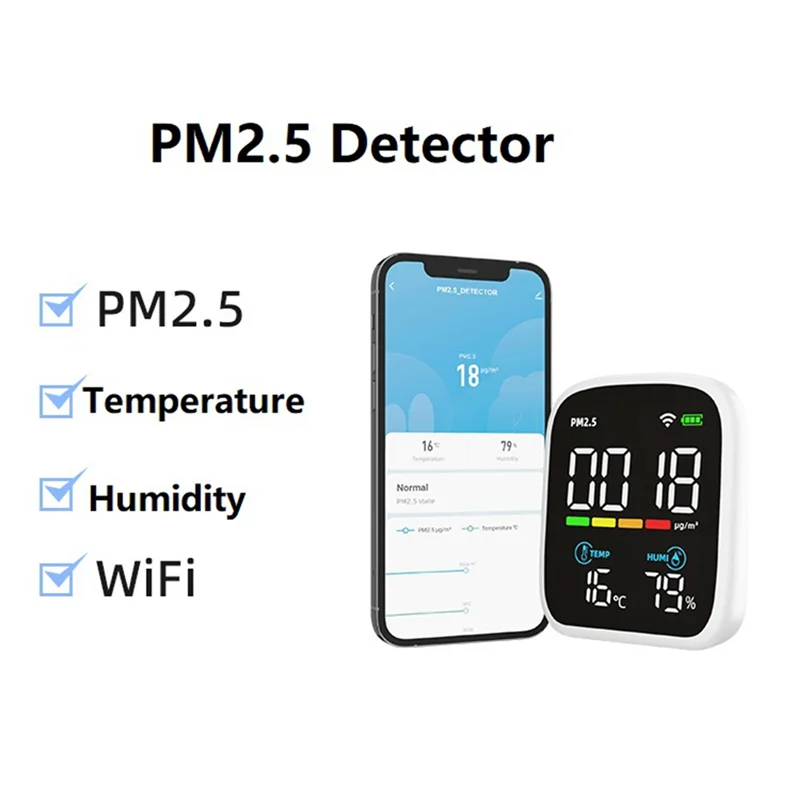 

Tuya Wi-Fi умный монитор температуры и влажности PM2.5 для внутреннего и наружного применения, универсальный, 1 шт.-A22R