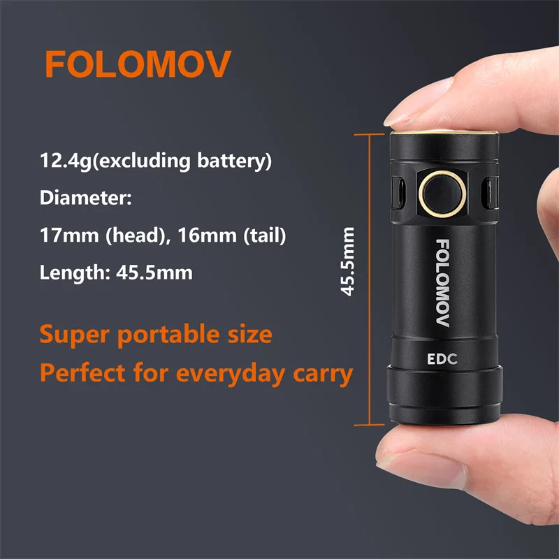 FOLOMOV EDC C2 Nicha E21A 600lm 8 Modes Magnetic Tail EDC Mini Flashlight Rechargeable 14300 battery Outdoor LED Flashlight