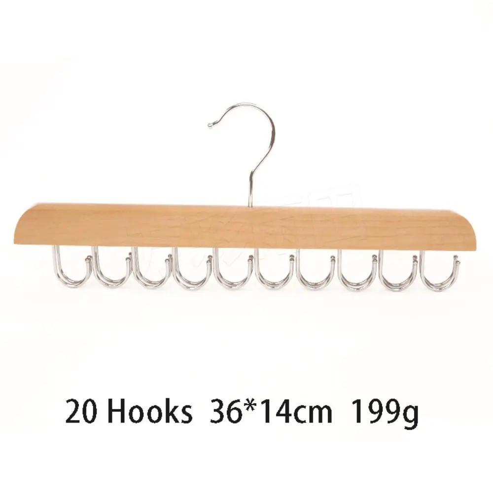 New Wooden 14/16/20 Hooks Belt Rack Multi-function Rotatable Non Slip Storage Rack Space Saving Household Belt Hanger