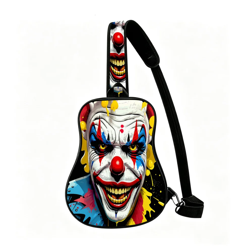 Circus Chaos Men's Guitar Chest Bag, Sling Bag,  Slim Crossbody Pack, Office Commute Trip, Great Gift for Music Lovers