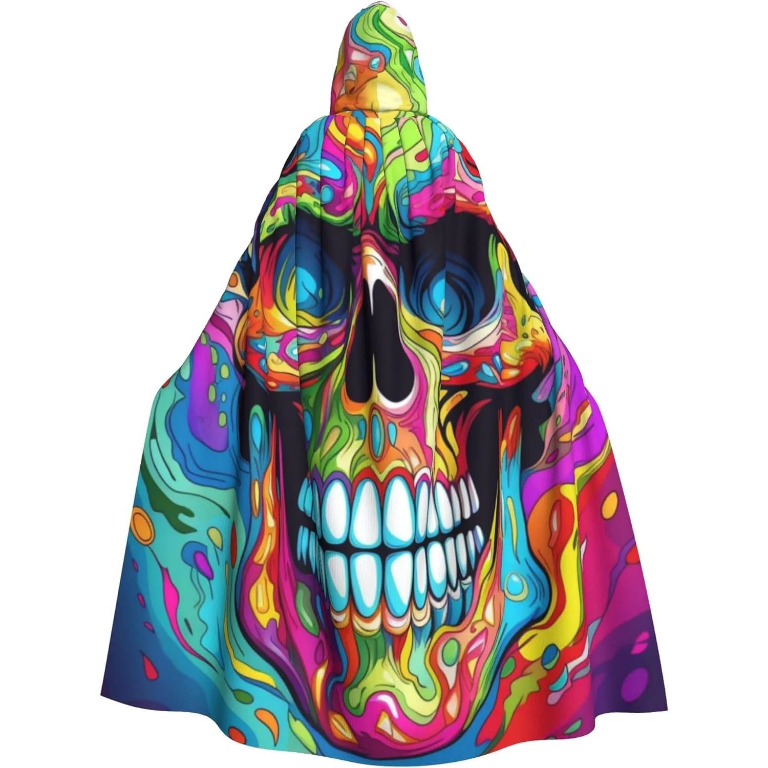 

Длинный плащ с капюшоном для взрослых унисекс, накидка с принтом черепа для Хэллоуина, косплей, вечерние костюмы вампира и ведьмы