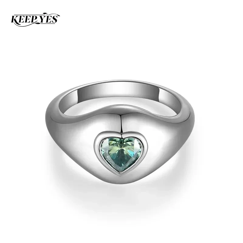 

Кольцо для женщин KEEP YES 6.5*6.5мм 1 карат, сине-зеленый муассанит в форме сердца, свадебное, с сертификатом GRA, из стерлингового серебра 925 пробы