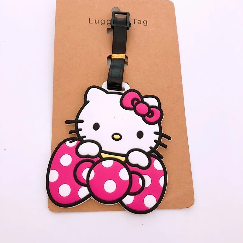 Sanrio Hello Kitty Luggage Tag Travel Anime Cute Girl Bag Identification Pendant Silicone Portable Label Anti-lost Sign Board