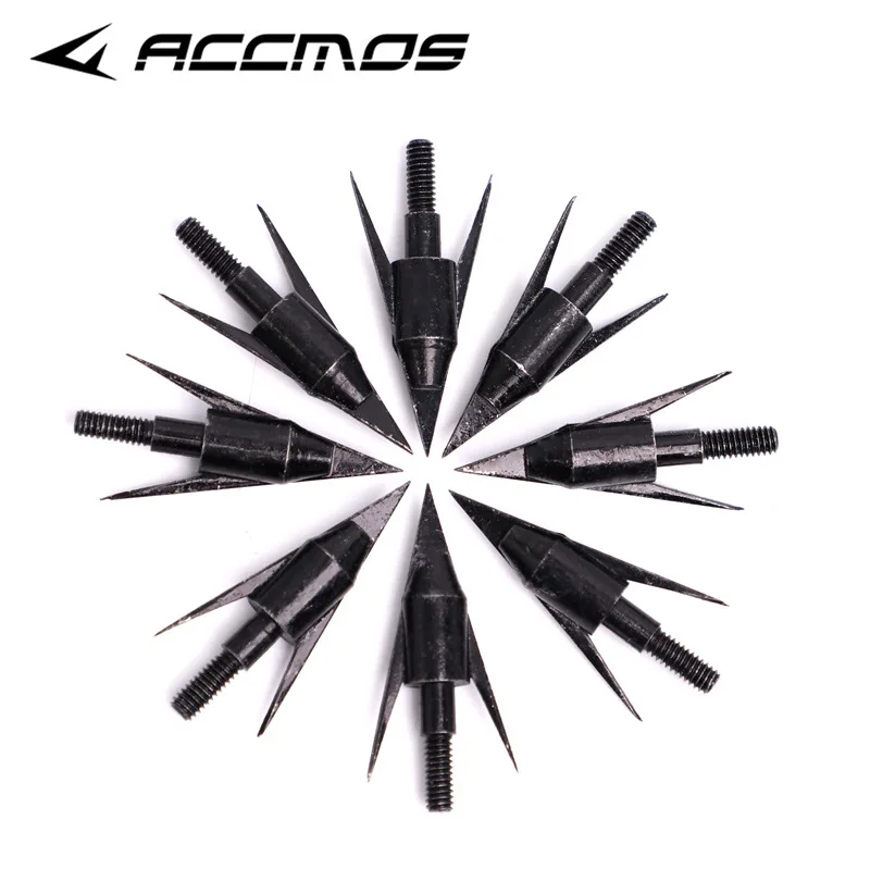 12pcs Hunting Arrowheads Iron Point Tip Fixed Barbs for Outdoor Bow and Arrow Fishing Archery Shooting 150grain Hunt Accessories