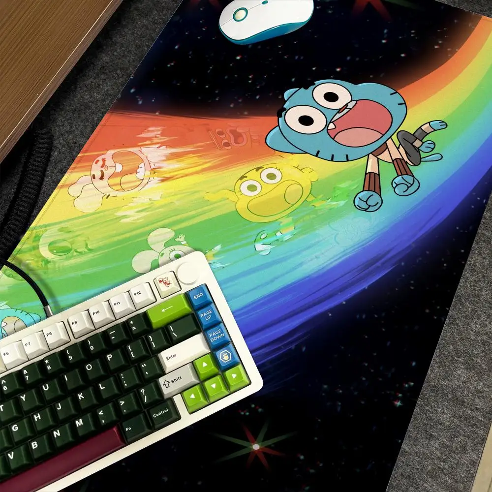 

G-Gumball Amazing World Mouse Pad Xxl Computer Large Size Non-slip Gamer Keyboard 90x40cm Art Design HD Deskmat