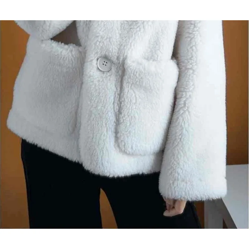 Lamb Wool Jacket Women's Outwear Autumn Winter New Sheep Scissors Fur One-Piece Short Granular Lamb Fleece Coat Loose Warm Jacke