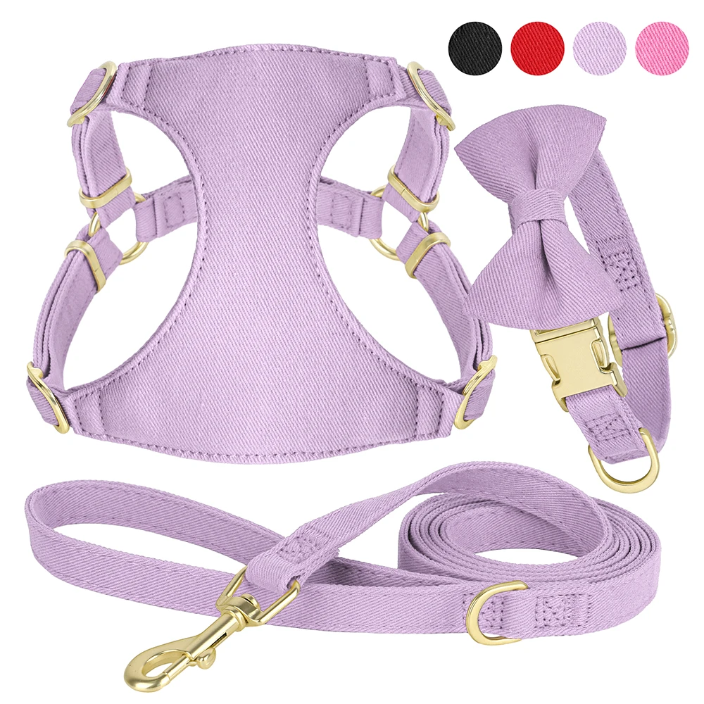 

Small Dog Collar Harness Leash Set Cute Dog Collars With Bowknot Adjustable Pet Harnesses Vest for Small Medium Dogs Chihuahua