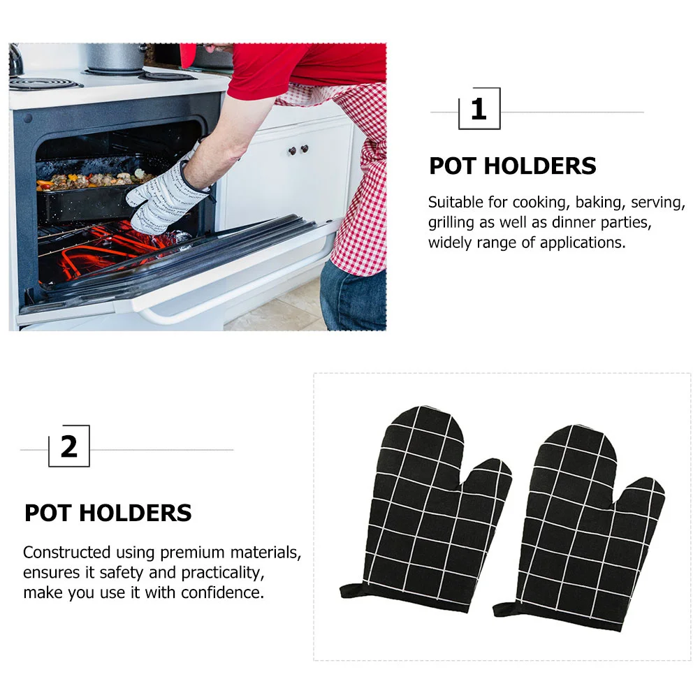 

2Pcs Heat Resistant Oven Gloves Comfortable Flexible Grip for Cooking Baking Grilling High Temperature Protection