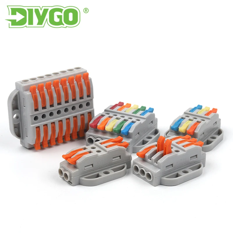 DIY GO Fixed type Wire Connectors 2-12 Pin Fast Butt Cable Conectors Universal Compact Conductors Push-in Wiring Terminal Block