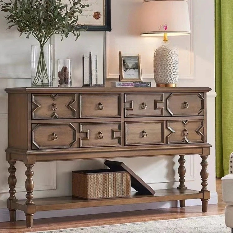 American light luxury solid wood living room porch cabinet retro Roman column foyer cabinet locker partition decorative cabinet