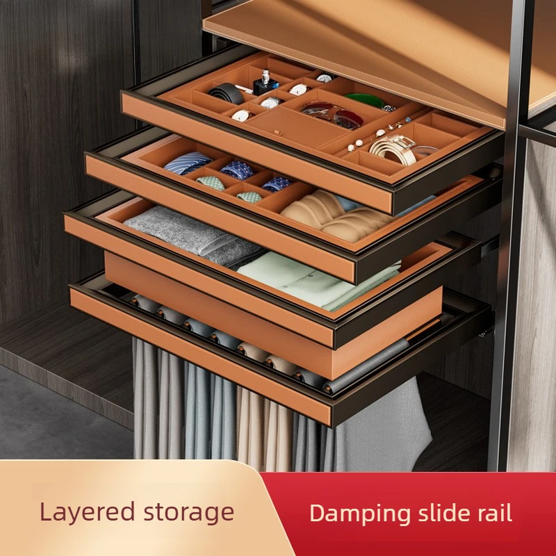 

Выдвижная телескопическая корзина для гардероба, многофункциональная выдвижная полка для хранения в гардеробной, вешалка для брюк