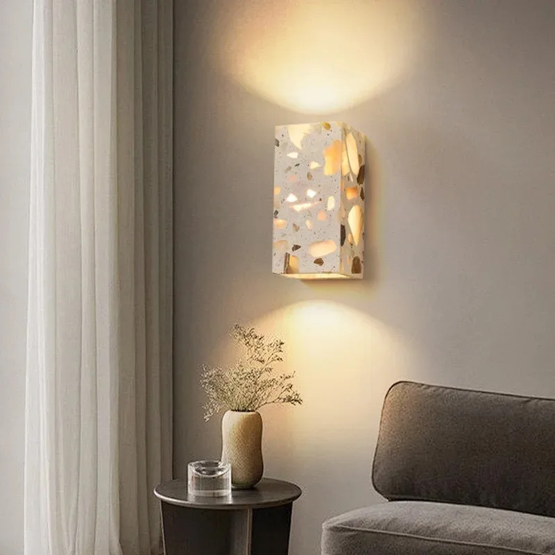 

Modern Luxury Style Wall Light Natural Stone Cuboid Cube Atmosphere Lamp For Bedside Stairs Aisle Kitchen Parlor Sconce