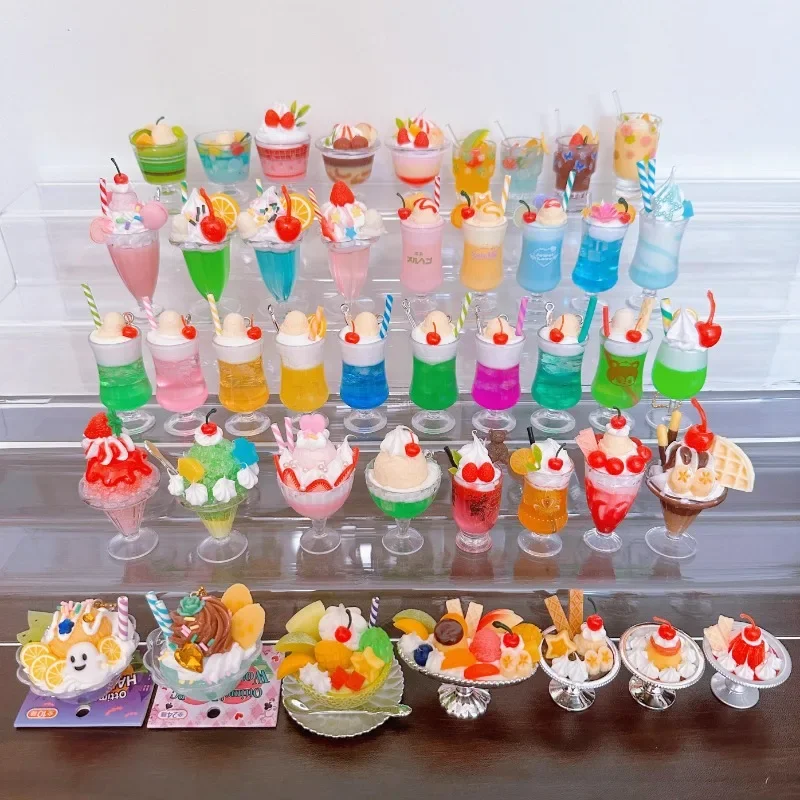 J.DREAM Gashapon Capsule Toys Showa Vintage Ice Cream Artificial Soda Cup Pendant Kissaten Water Keychain Bdg Gift