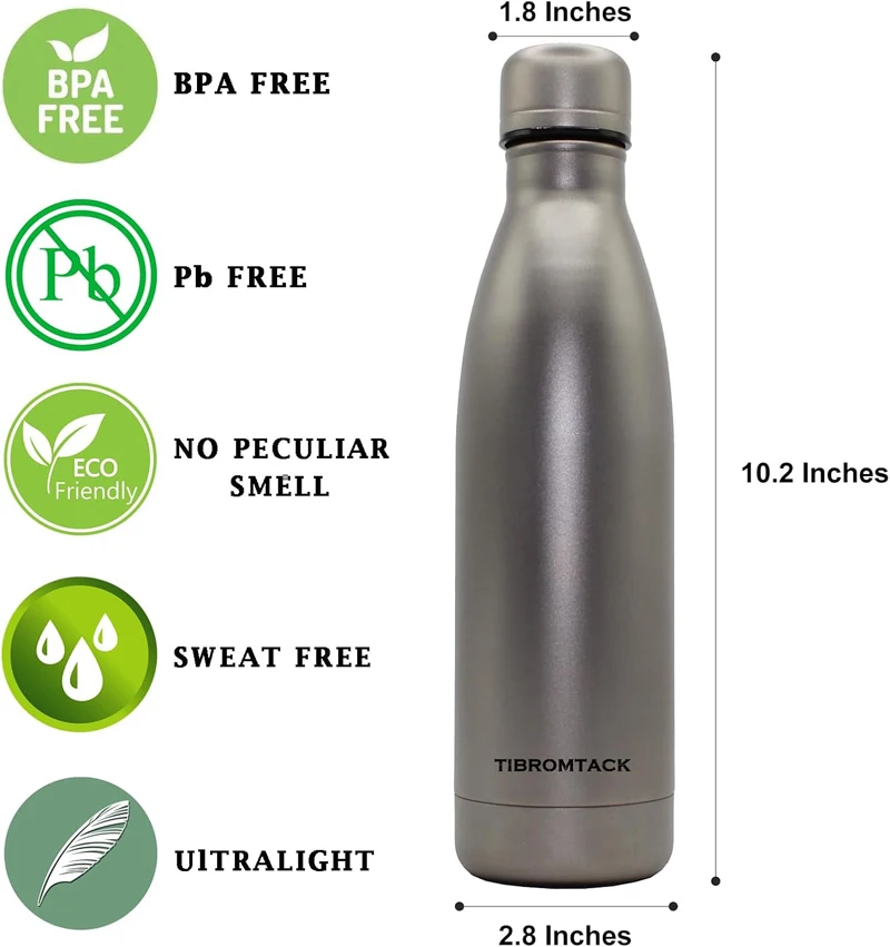 Sports Water Bottles, Titanium Water Bottles, Superlight, Cola Shape, Leak Proof, Single Walled, Reusable, Lightweight, 23 floz