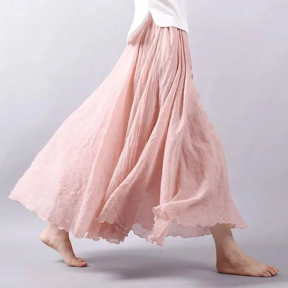 

Big Wave A line Pleated Skirt Women Bohemian Black White Green Skirts Elastic Waist Dance Performance Midi Skirt A RAN A YUE