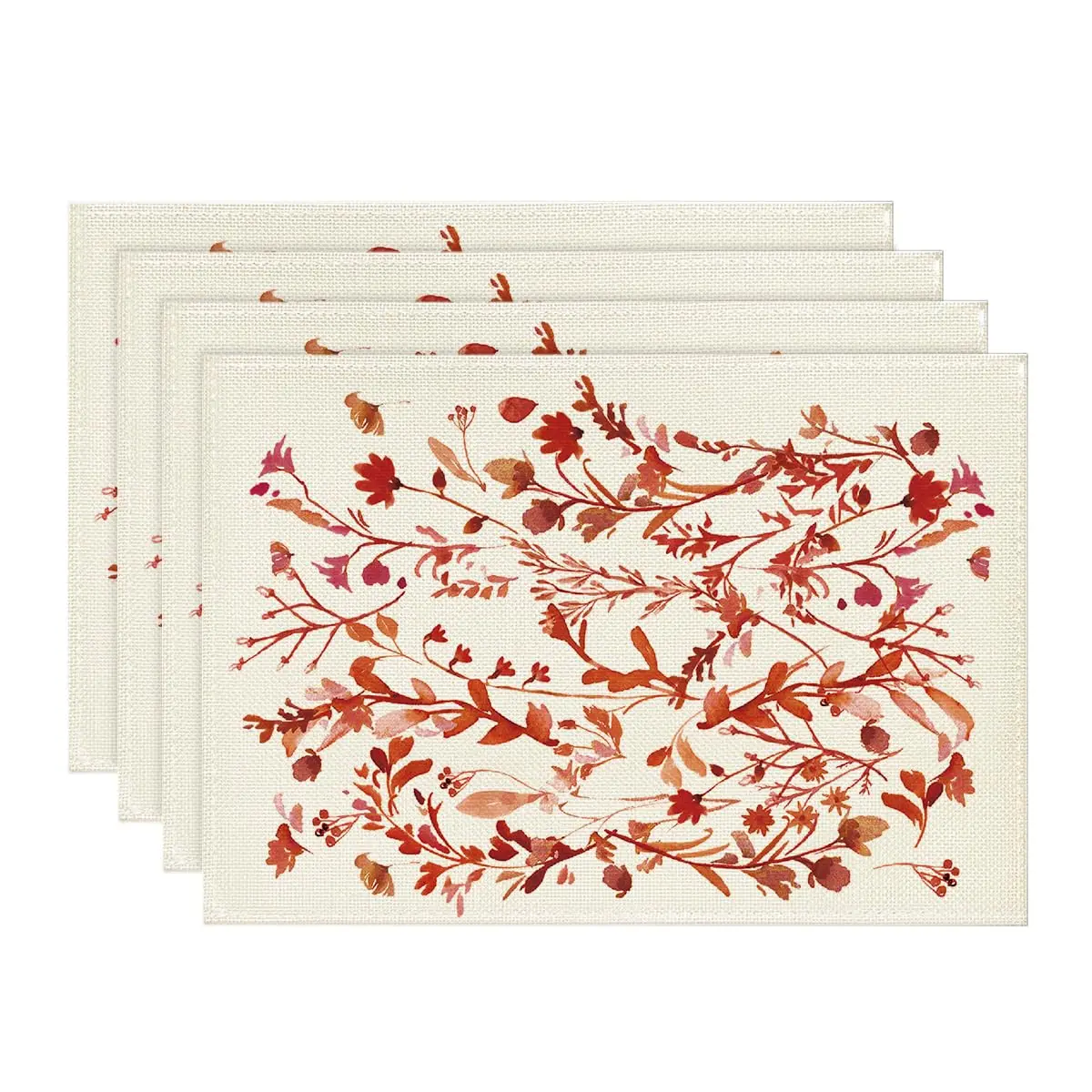 

Red Floral Valentines Day Placemats Set of 4, 12x18 Inch Wedding Anniversary Table Mats for Party Kitchen Dining Decoration