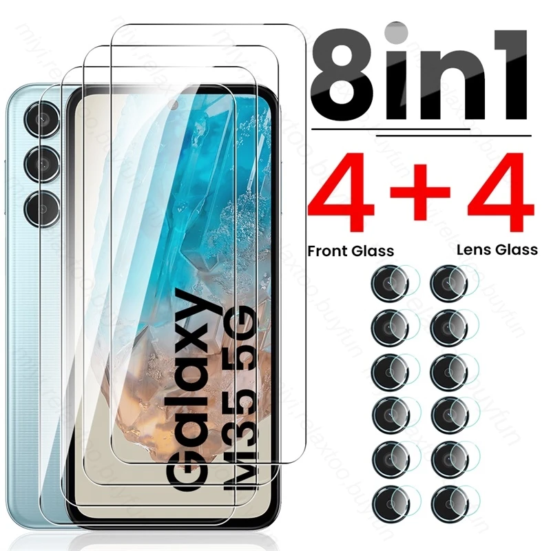 8 In 1 Tempered Glass For Samsung M35 5G Screen Camera Lens Protect Glass SamsungM35 A 05 s 25 15 35 55 A25 A35 A55 M15 M55 2024