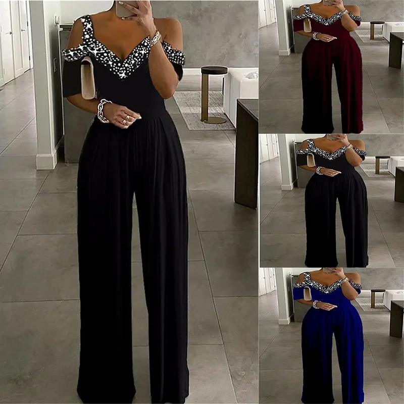 

Wide Leg Jumpsuit Waist Closed OnePiece Dr Printed Pants Low Waist Long Pants Other Fabric Spring 2023 No Brand Registered