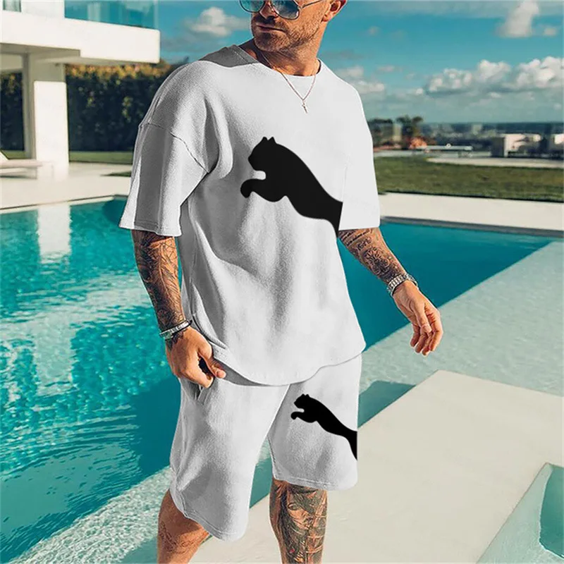 2022 Summer New Men's Casual Short-sleeved T-shirt Casual Shorts All-match Suit Trend Casual Sports Suit