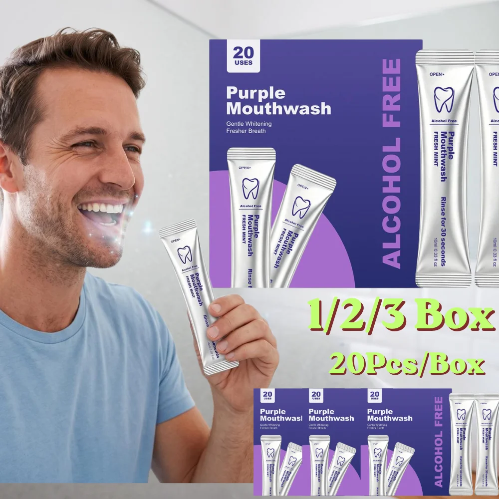 Purple Mouthwash Whitens Teeth 1/2/3Box Nano Hydroxyapatite Gentle Remove Yellow Stains Dental Care Portable Mint Mouthwash