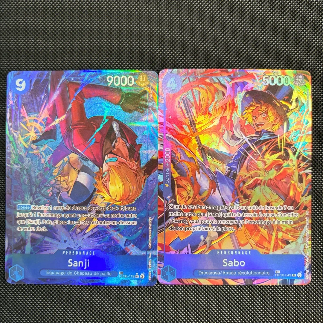 One Piece English OP06-119 French Treasure Rare Sanji Diy Folding Flash Card Anime Opcg Sabo OP10-049 Game Collection Card Gift