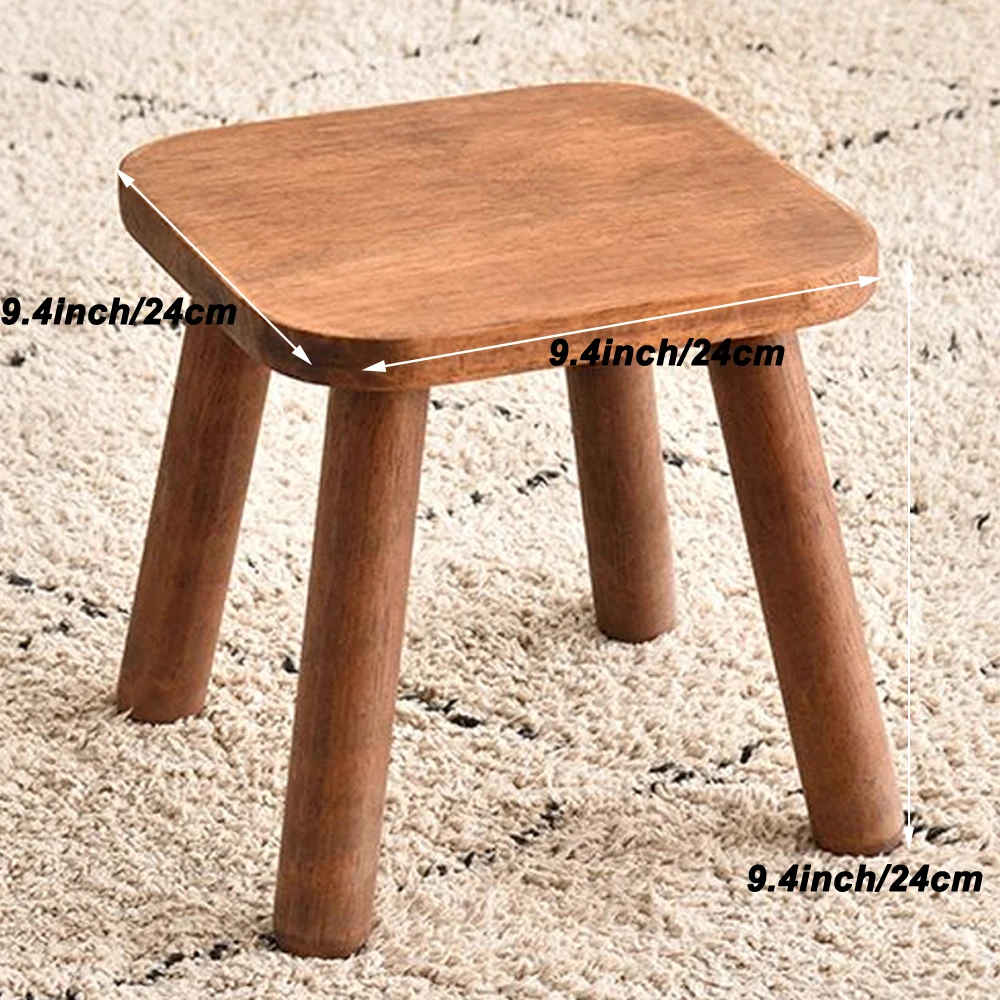 مقعد مربع من الخشب الطبيعي من المطاط الصلب لحماية زيت الشمع، مجموعة مسطحة سهلة لغرفة المعيشة، ديكور شرفة الحديقة الخارجية