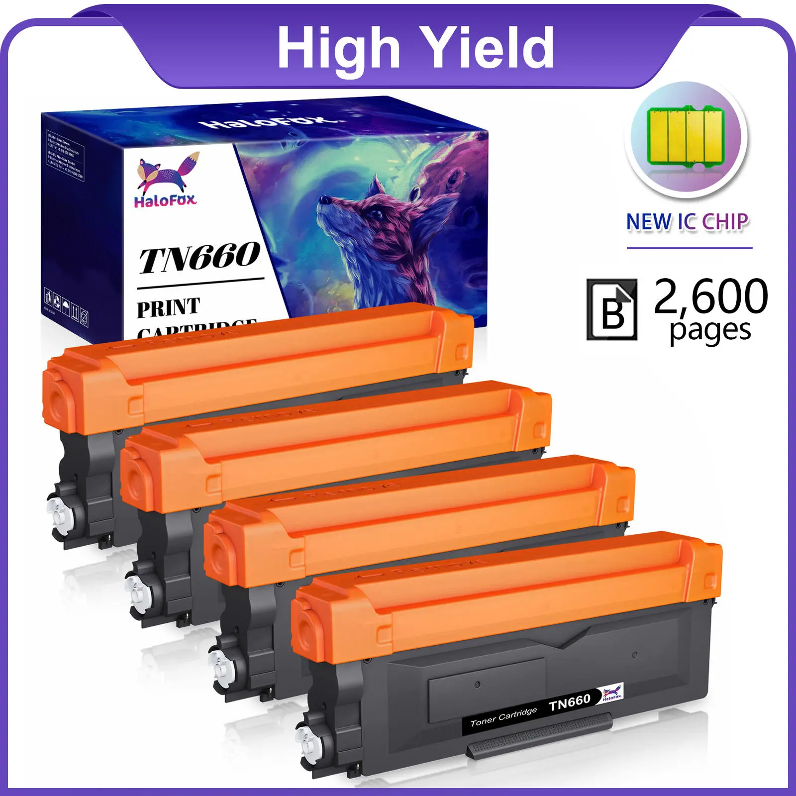 4 High Yield TN660 Toner Cartridge For Brother MFC-L2700D DCP-L2540DW TN630