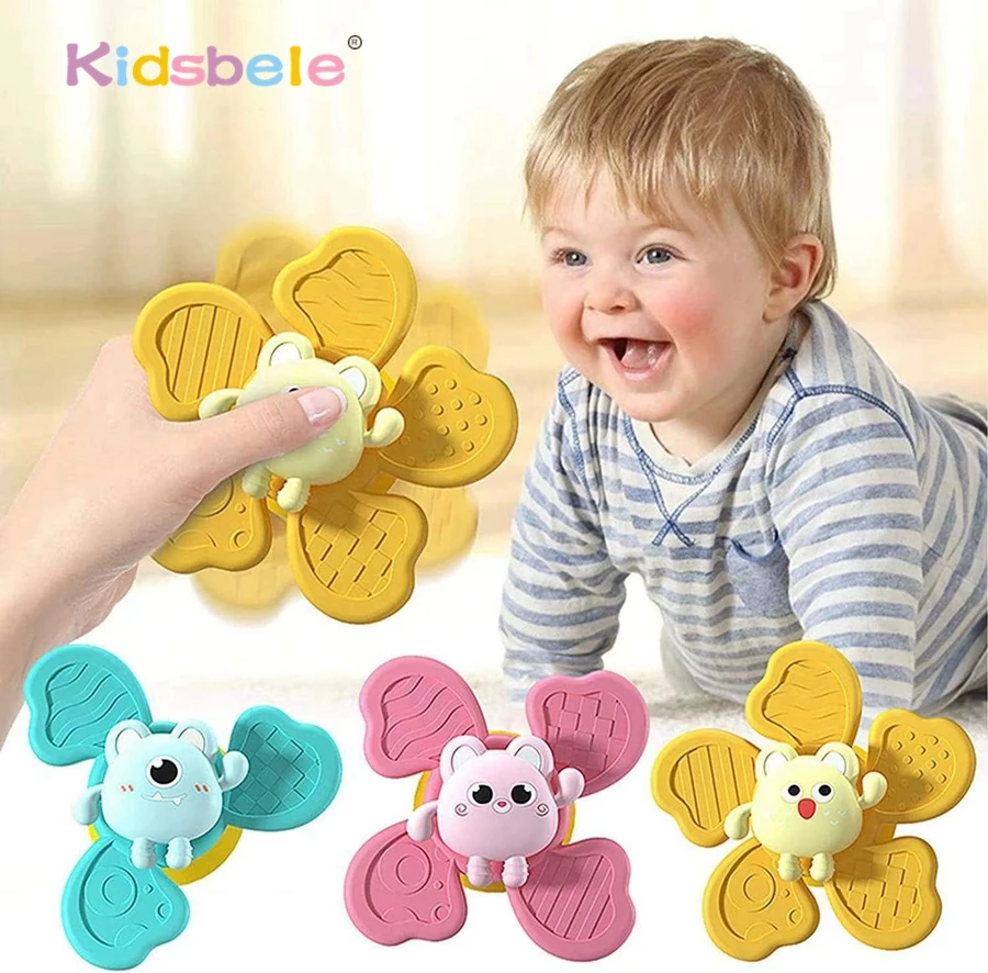 3 قطعة لعبة حسية دوارة كوب شفط قوي لعبة حمام الطفل المنبثقة سبينر الحمام الكرتون مهدئا حشرجة الموت فنجر سبينر #1