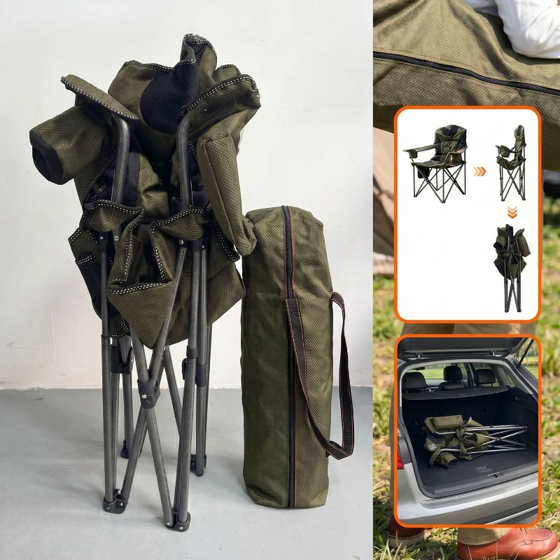 Outdoors Folding Chair Cotton-padded Director Chairs Portable Multifunctional Camping Chairs Comfortable Fishing Armchair