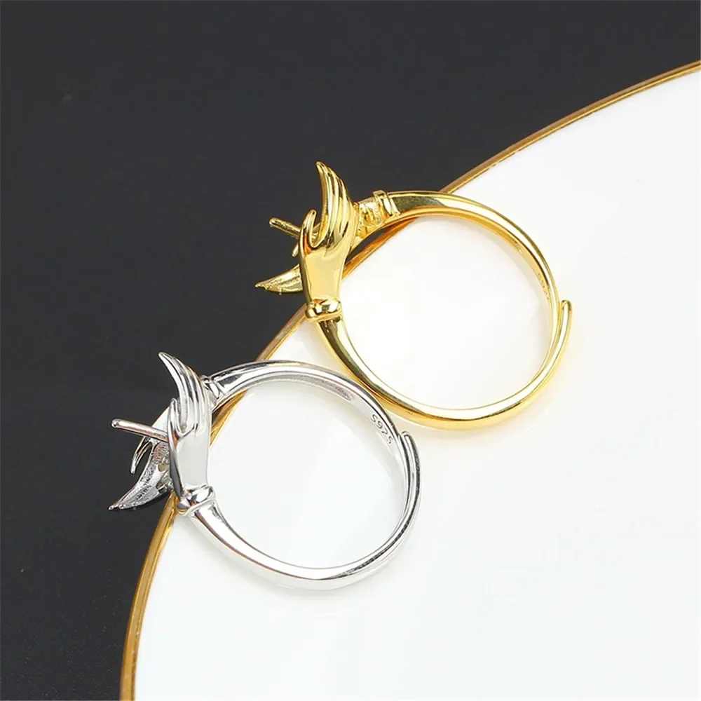 Solid S925 Sterling Silver Pearl Ring Settings Findings & Accessories  for Jewelry Making Bulk Wholesale Craft Supplies No Pearl