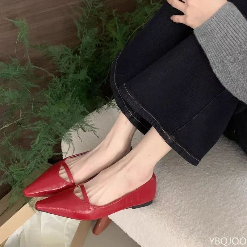 Women's Fashionable versatile retro pumps Elegant single shoes New lady Solid Color elegant minimalist women pointed  shoes