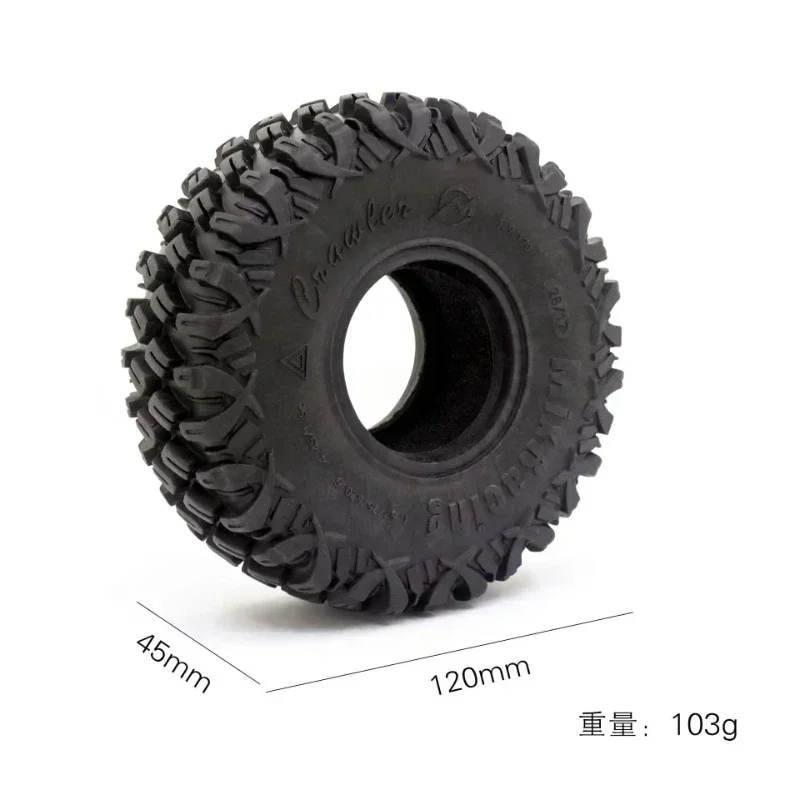 Pneus grappler de lama de borracha, 120mm, 1.9 polegadas, para 1:10 rc crawler axial scx10 90046 90047 TRX-4 defender g500 trx6 g63 yikong