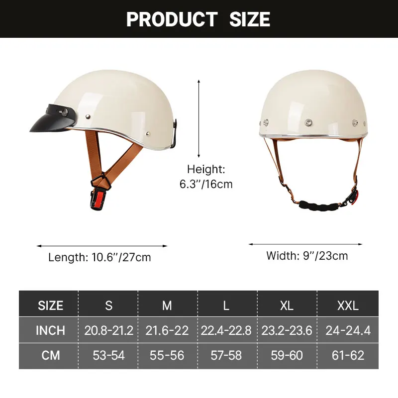 Motorcycle Half Helmet German ABS Vintage Helmet Casco Moto Low Profile Motocross Helmet Open Face Helmet DOT Approved