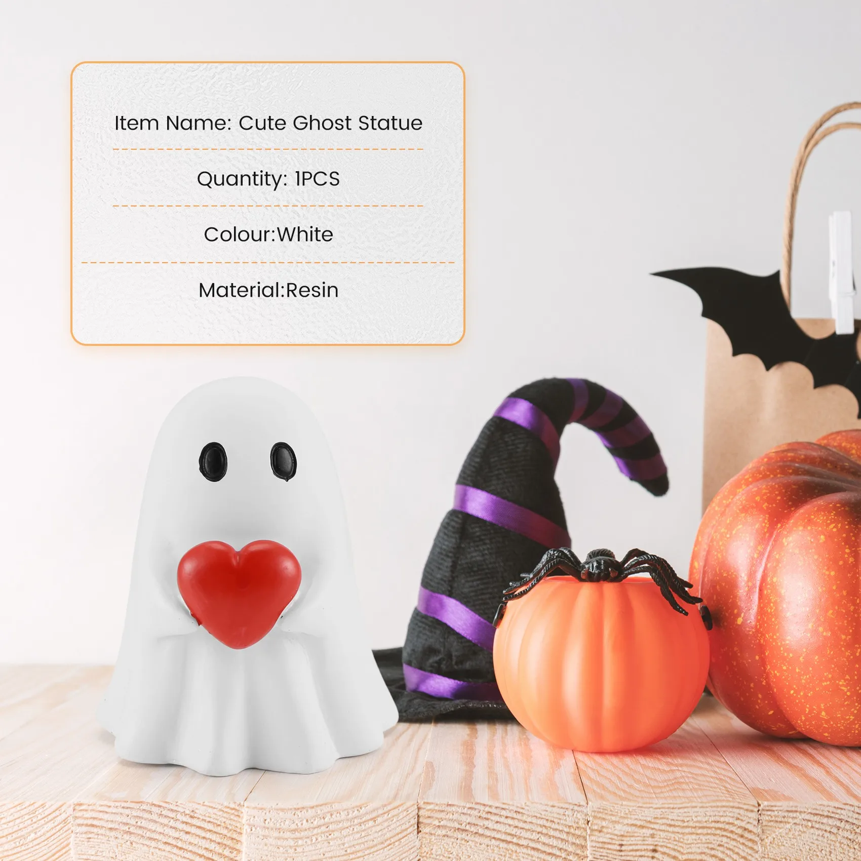 A19F-Satue fantôme mignonne, décoration de maison fantôme effrayant, Figurines d'Halloween, Figurine