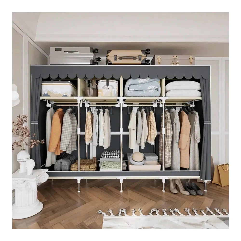 

Simple Wardrobe 8 Storage Spaces Large Capacity Dustproof For Bedrooms Rentals Students Home Storage Solutions