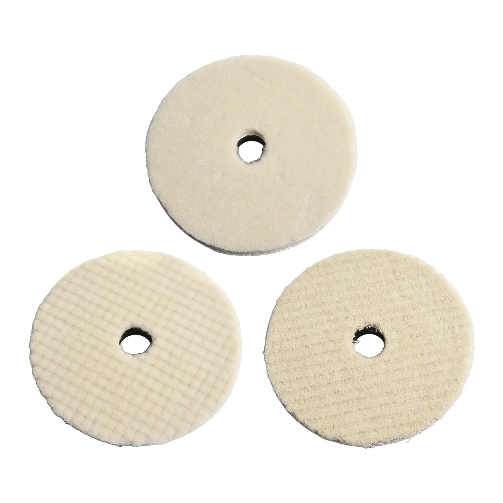 3Pcs 3/5/6/7in Wool Polishing Pads Buffing Pads Waxing Pads Sealing Cleaning Tools For Cars Glass Stone Ceramics Furniture Wood