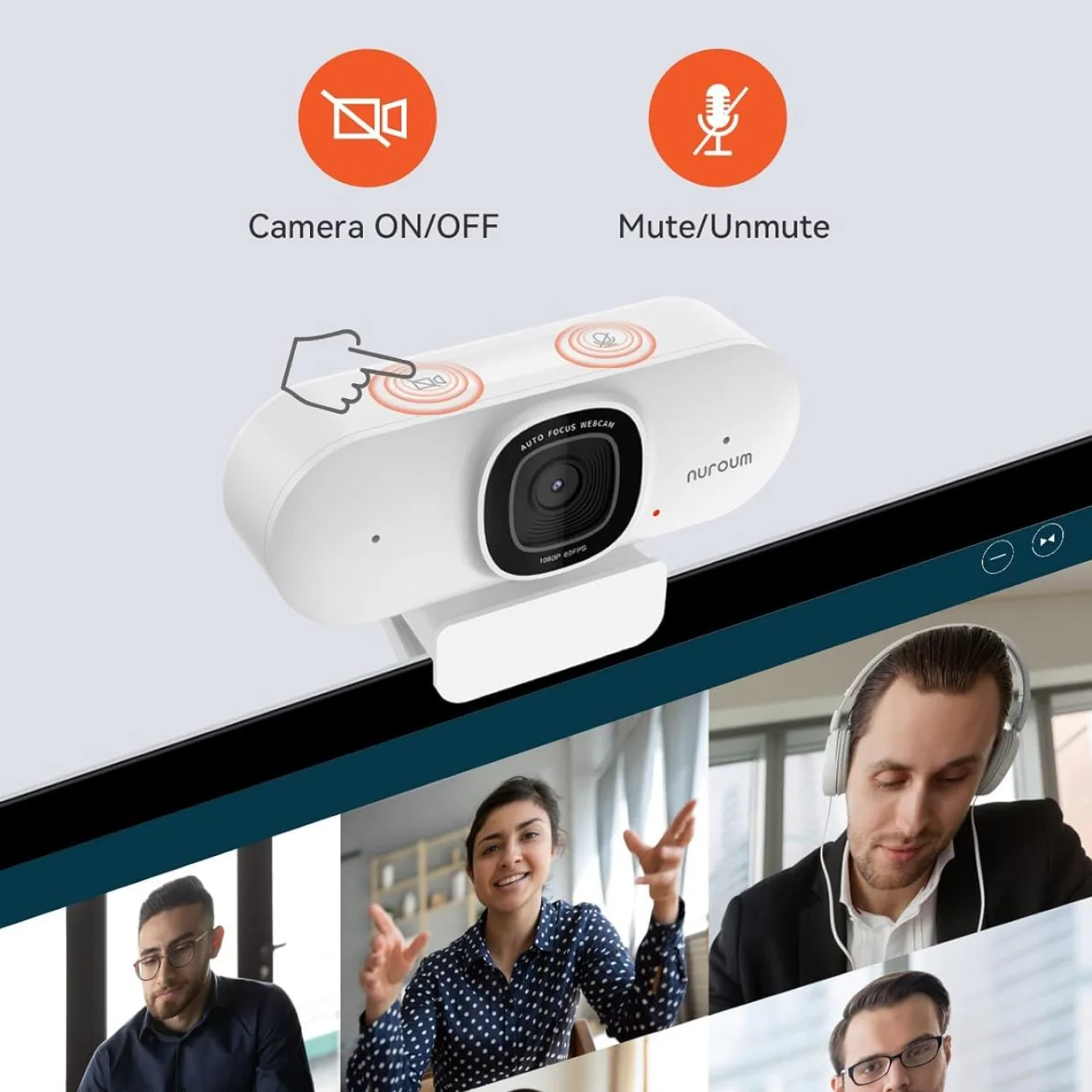 NUROUM V15-AF HD Webcam EUA Transporte Local 2k 30fps com Supressão de Ruído AI e Microfone, Webcam com Autofoco