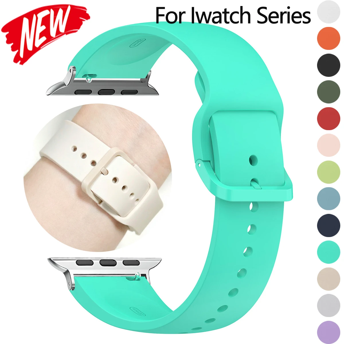 Silikon-Sportarmband für Apple Watch 38 40 42 44 46 49mm Einfarbiges Armband für iWatch S11 10 9 8 7 6 SE3 5 4 Verstellbares Armband