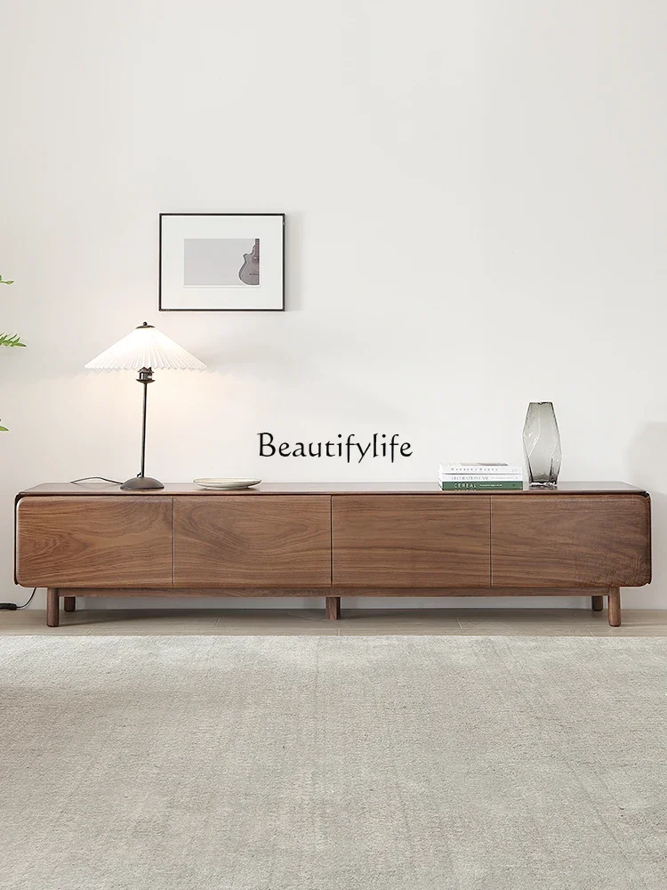 

LD33North American black walnut solid wood TV cabinet modern simple all solid wood drawer storage video